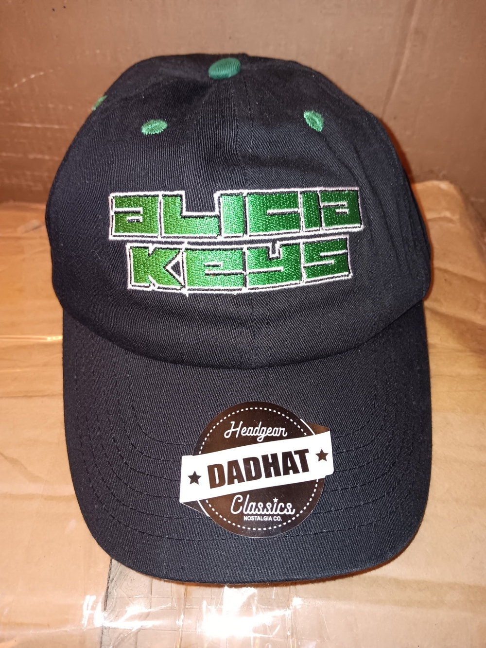 Alicia Keys Black & Green Embroidered Dad Hat